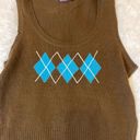 cute and trendy brown and blue sweater vest Size M Photo 3