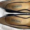 Steve Madden Pawla open toe shiny black & tan high heels women sz 8 Photo 4