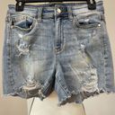 Judy Blue  paint slash distressed shorts in a size small Photo 11