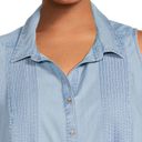 Terra & Sky  Plus Size Sleeveless Pintuck Shirt Women’s
2X Denim Blue Button Down Photo 3