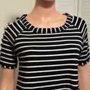 August Silk NWT  Black White Striped Cold Shoulder Shift Dress Short Sleeve Small Photo 2