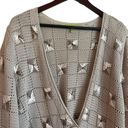 Sigrid Olsen  Women Cardigan Sweater Open Knit Embroidered Details L Tan Neutral Photo 3