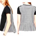 Kate Spade  Broome Street Striped Ruffle Back Tee Black & White Size: Small Photo 1