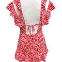 Princess Polly  Dare To Dream Floral Cold Shoulder Mini Dress Red White Size 8 Photo 5