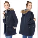 J.Crew  Mercantile Vail Parka Wool Hooded Fur Trim in Navy Blue Size 2 Photo 1