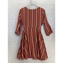 Amuse Society  Women's Dress Flared Cutout Front Striped Long Sleeve Size Small Photo 3