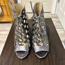 via spiga  Open Toe Caged Booties Size 5.5M Silver Photo 1