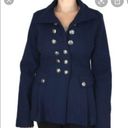 Free People  Wool Peplum Military Pea Coat Navy Size 0 Photo 1