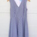 Draper James  Seersucker Dress 10 Love Circle Cotton Navy Striped Sleeveless Photo 2