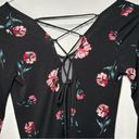 Aeropostale Black Floral Long Sleeve Dress Corset Back Size Small Photo 1