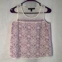 Cynthia Steffe  XS Tank Top Purple White Lace Silhouette Lined Semi Sheer 544 Photo 1