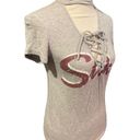 Adam Levine  Women's Lace Up Stoked Gray Maroon T-Shirt Small Photo 5