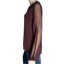 Viviana Uchitel Women’s Size 4 Burgundy Maroon Silk Long Sleeve Top Blouse Red Photo 3