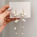 Elegant Flower Long Dangle Drop Earrings for Women Gold Photo 0