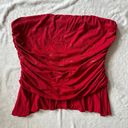 Julia Y2K Strapless Ruched Tube Top in Red/Metallic Gold Red Size XL Photo 0