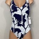 Roxy New.  Blue and white palm leaf beach classic swimsuit.￼ Photo 5