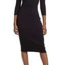 James Perse  Black Ribbed Bodycon Midi Dress Photo 2