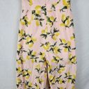 Moodie Womens Jumpsuit Medium Pink Lemon Print Cut Out Bow Tie Flutter Sleeve Photo 6