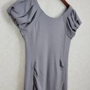 Gap  Maternity Womens Dress Size S Gray Puff Sleeve Exposed Back Zip Stretch Midi Photo 2