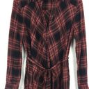 ALLSAINTS  Tala Red Check Plaid Asymmetric Hem Button Shirt Dress XS Photo 8