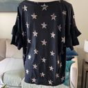 Current/Elliott Black Ruffled Short Sleeve Star Top Photo 4