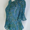 Boden USA New Boden Paisley Print Plisse Pleated Flutter Short Sleeve Top Blue Size 4 Photo 10