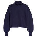 Good American  Wide Rib Crop Turtleneck Sweater in Blue Rinse Size 5XL Photo 5