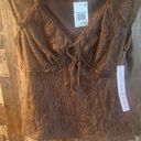 Crave fame NWT Fame women's embroidered brown top size medium (32) Photo 2