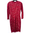 Jovani Lace Pattern Red Midi Length Dress Size 2 Photo 5