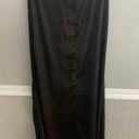 Naked Wardrobe Black Satin Maxi Skirt with Side Slit Small Photo 4