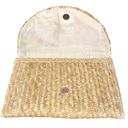 Shiraleah Fortuna Wheat/Cream Straw Raffia Envelope Pom Pom Clutch Bag Photo 3