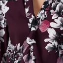 Natori  Purple Floral Neck Tie Button Down Blouse Photo 4