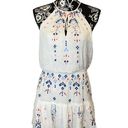 Parker NWT Revolve  Dress White Red Blue Embroidered Halter Stretch Waist Mini M Photo 7