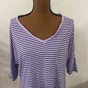 Edge Sundance maritime striped slouchy raw  v-neck tunic length tee lavender XS Photo 4