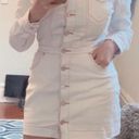 Missguided petite mini denim button up white dress Photo 1