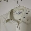 St. John  Sport Ivory White button down collared shirt eyelet hardware size small Photo 1