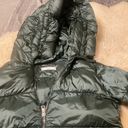 Mango Dark green hooded zip front puffer coat size S Photo 6