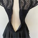 Rhapsody Vintage 80s Solid Black Lace Drop Waist Ruffle Skirt Short Sleeve Cocktail Dress Photo 8