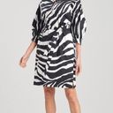 Natori  Zebra Cotton Poplin Balloon Sleeve Belted Shirtdress Size Medium Photo 0