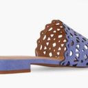 JustFab  Simone Laser Cut Slide Sandals in Blue Photo 6