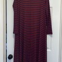 LuLaRoe  Red & Blue Striped Sarah Duster Open Cardigan Photo 5