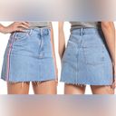 Topshop  Cut Off mini Jean Skirt. Red white blue silver stripe. Size 6. Like new! Photo 1