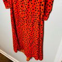 Hunter Bell  Orange Black Animal Print Lawton Polka Dot Ruched Dress Size 0 Photo 11