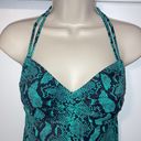 No Boundaries  Snakeskin Print One Piece Swimsuit Ruched 11 / 13 Green Black L Photo 1