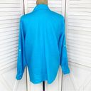 Studio Works  Linen Button Front Shirt Turquoise Large Long Sleeve Photo 3