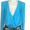 NBD  Milly Chiffon Wrap Top Bodysuit Pastel Blue MEDIUM Ballet Sheer $178 NEW Photo 4