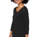 J.Jill  Black Pima Cotton 3/4 Sleeve V-Neck Top Basics Women's Large Tall Photo 0