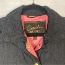 Coach  Black Quilted Logo C Jacket Coat Button Front Pink Lining size Small S Photo 1