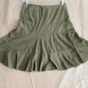 DKNY Y2K  Jeans Vintage low rise ruffle skirt flare pleated midi skirt retro in Olive green. Photo 0