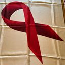 Oscar de la Renta  Vintage Silk Scarf Square AIDS Awareness Red Ribbon RARE Photo 8